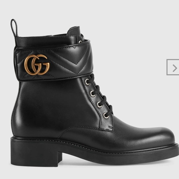 Gucci GG Boots, Gucci Moto Boots, ankle boot with Double G, Gucci leather boots - Picture 7 of 8